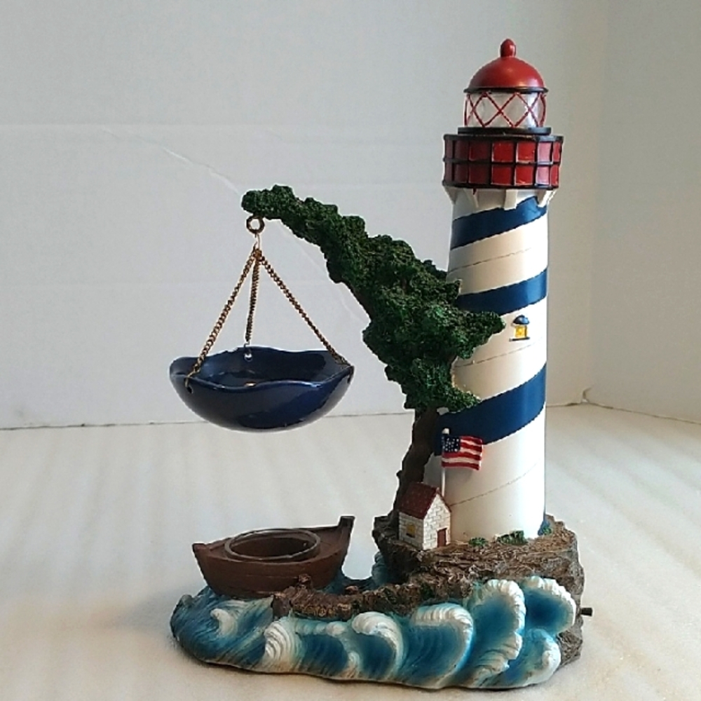 Nautical Lighthouse Art Piece with Blue and Red Accents Yankee candle